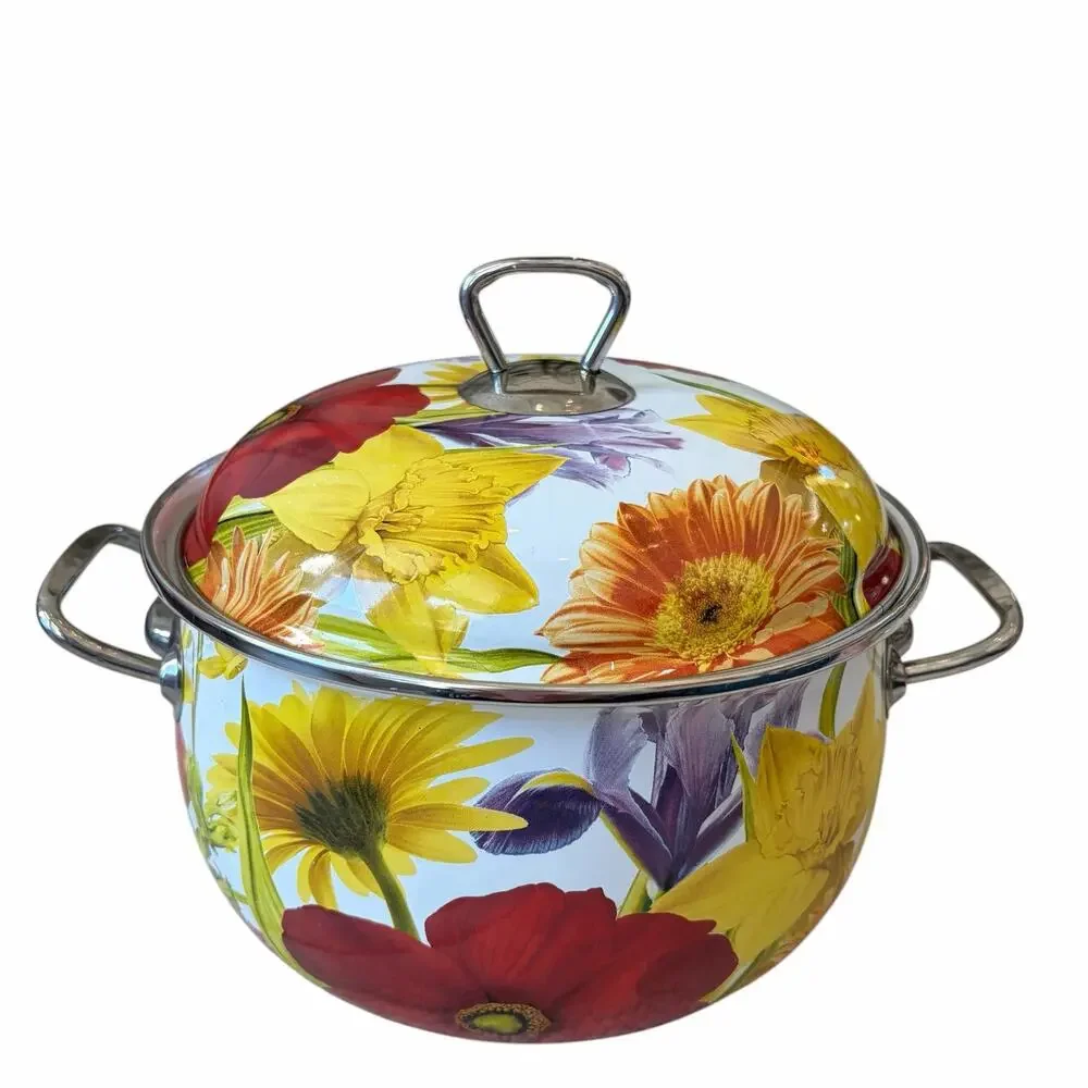 The Pioneer Woman Dutch Oven Floral Enameled Steel 4 QT Stock Pot w/ Lid Retired
